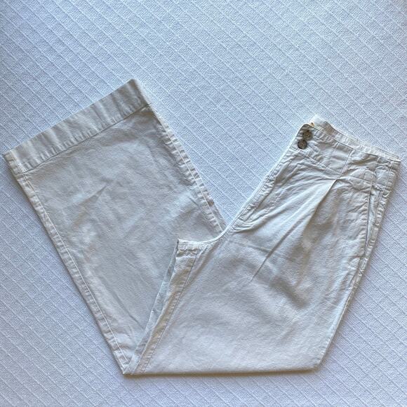 Marine Layer Flora High Waisted Wide Leg Trouser Pants Parchment Ecru Size 10 - Picture 10 of 16